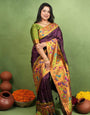 Luminous Purple Paithani Silk Saree With Precious Blouse Piece