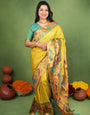 Classic Yellow Paithani Silk Saree With Winsome Blouse Piece