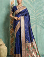 Woebegone Navy Blue Paithani Silk Saree With Seraglio Blouse Piece