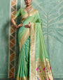 Glowing Pista Paithani Silk Saree With Sonorous Blouse Piece