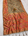 Enchanting Grey Pashmina Silk Saree With Epiphany Blouse Piece