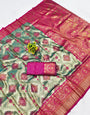 Amazing Rama Kanjivaram Silk Saree With Delightful Blouse Piece