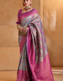 Charming Rama Kanjivaram Silk Saree With Ethnic Blouse Piece
