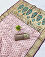 Cynosure Baby Pink Organza Paithani Silk Saree With Sumptuous Blouse Piece