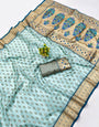 Admirable Sky Organza Paithani Silk Saree With Proficient Blouse Piece