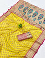 Luminous Yellow Organza Paithani Silk Saree With Deserving Blouse Piece