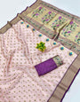 Panache Baby Pink Organza Paithani Silk Saree With Unequalled Blouse Piece