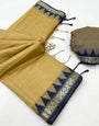 Eclat Dark Beige Cotton Silk Saree With Murmurous Blouse Piece