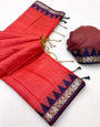 Propinquity Red Cotton Silk Saree With Aplomb Blouse Piece