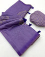 Ebullience Lavender Printed Cotton Silk Saree With Rhapsody Blouse Piece