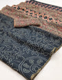 Allure Grey Printed Cotton Silk Saree With Pulsating Blouse Piece