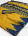 Girlish Yellow Printed Cotton Silk Saree With Woebegone Blouse Piece