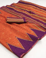 Staggering Orange Printed Cotton Silk Saree With Captivating Blouse Piece