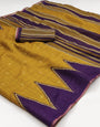Incomparable Mustard Printed Cotton Silk Saree With Tremendous Blouse Piece