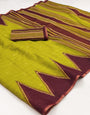 Smart Parrot Printed Cotton Silk Saree With Stunning Blouse Piece