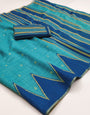 Flaunt Sky Printed Cotton Silk Saree With Fantabulous Blouse Piece