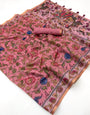 Jubilant Pink Printed Cotton Silk Saree With Imbrication Blouse Piece
