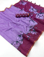 Gossamer Lavender Printed Cotton Silk Saree With Posh Blouse Piece