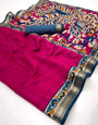 Classy Dark Pink Printed Mul Cotton Saree With Unequalled Blouse Piece