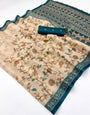 Capricious Beige Printed Cotton Silk Saree With Luminous Blouse Piece
