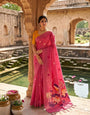 Marvellous Dark Pink Pure Munga Cotton Silk Saree With Extraordinary Blouse Piece
