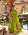 Proficient Green Pure Munga Cotton Silk Saree With Ideal Blouse Piece