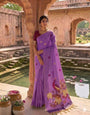 Pretty Lavender Pure Munga Cotton Silk Saree With Unequalled Blouse Piece