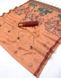 Zephyr Peach Pure Munga Cotton Silk Saree With Evocative Blouse Piece