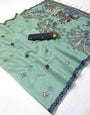 Ineffable Sea Green Pure Munga Cotton Silk Saree With Dalliance Blouse Piece