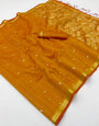Inspiring Mustard Pure Munga Cotton Saree With Intricate Blouse Piece