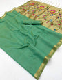 Gratifying Green Linen Silk Paithani Saree With Lissome Blouse Piece