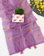 Susurrous Purple Printed Linen Silk Saree With Evanescent Blouse Piece