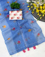 Magnetic Blue Printed Linen Silk Saree With Felicitous Blouse Piece