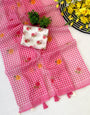 Eloquence Pink Printed Linen Silk Saree With Traditional Blouse Piece