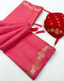 Majesty Dark Pink Viscose Cotton Silk Saree With Proficient Blouse Piece