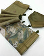 Brood Green Printed Cotton Silk Saree With Energetic Blouse Piece