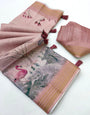 Inspiring Pink Printed Cotton Silk Saree With Demesne Blouse Piece