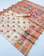 Brood Beige Pashmina Silk Saree With Majestic Blouse Piece