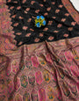 Enchanting Black Pashmina Silk Saree With Confounding Blouse Piece