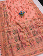 Supernal Peach Pashmina Silk Saree With Deserving Blouse Piece
