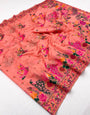 Majesty Peach Pashmina Silk Saree With Desirable Blouse Piece