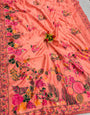 Majesty Peach Pashmina Silk Saree With Desirable Blouse Piece