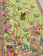 Comely Pista Pashmina Silk Saree With Enthralling Blouse Piece