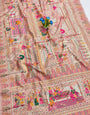 Skinny Beige Pashmina Silk Saree With Exceptional Blouse Piece