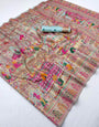 Ethereal Sky Pashmina Silk Saree With Traditional Blouse Piece