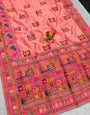 Gossamer Peach Pashmina Silk Saree With Proficient Blouse Piece