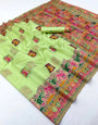 Vestigial Pista Pashmina Silk Saree With Moiety Blouse Piece