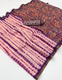 Extraordinary Peach Printed Cotton Silk Saree With Innovative Blouse Piece