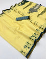 Sonorous Yellow Printed Cotton Silk Saree With Precious Blouse Piece