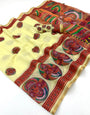 Magnetic Lemon Printed Cotton Silk Saree With Ideal Blouse Piece